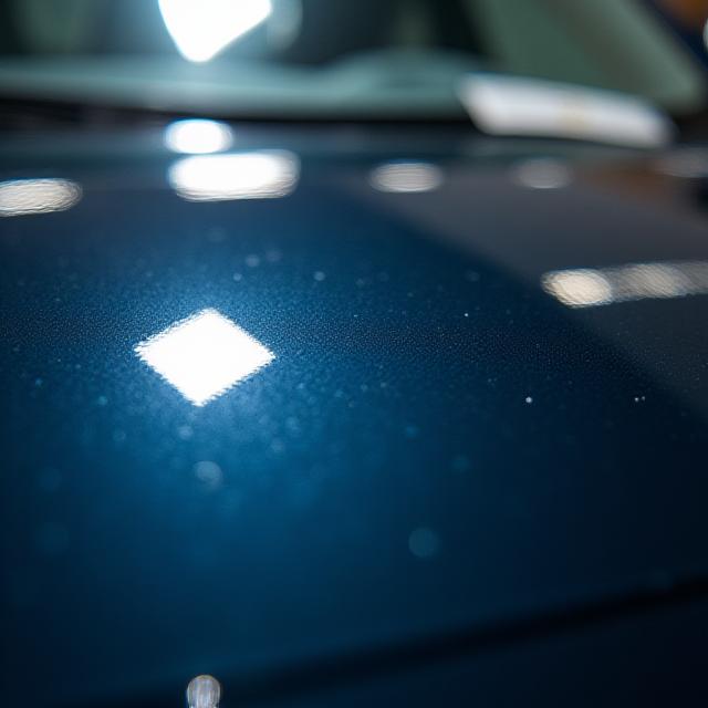 Car hood reflecting light after waxing